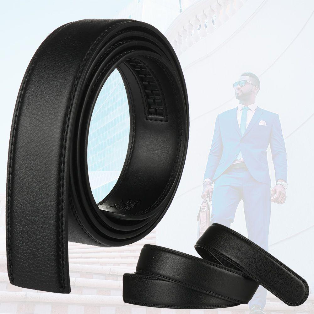 High Quality Luxury Black No Buckle Belt Automatic Belt Leather Waist Strap Waistband