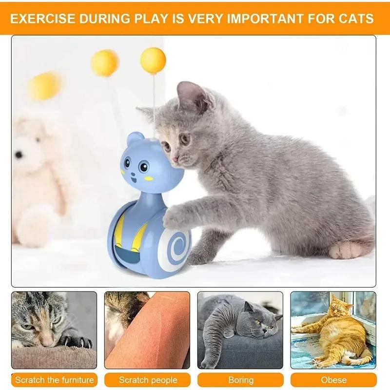 Funny Cat Interactive Toy Tumbler Automatic Swing Toy Cat Funny Balance Car Interactive Kitten Chase Toy with Badminton