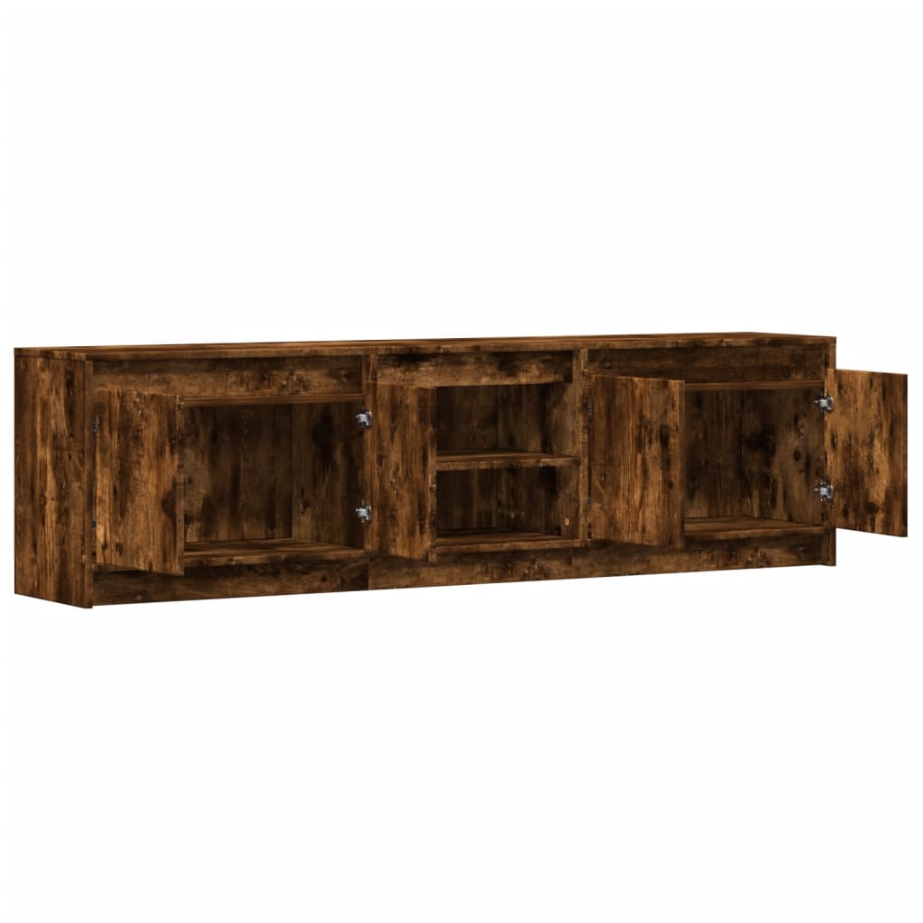 TV Cabinet with LED Lighting Smoked Oak Finish 180 x 34 x 50 cm