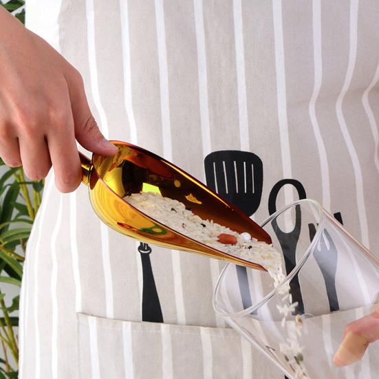 Лопата для льда Совок для льда Из нержавеющей стали Лопатка для льда Лопата для попкорна Совок для попкорна Совок для муки Многоцелевой бар Вечеринка Свадьба Лопата для еды с длинной ручкой