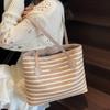 Parent Shoulder Bag Straw Woven Bag Hollow Out Strip Shoulder Bag Bohemian Beach Bag  Travel