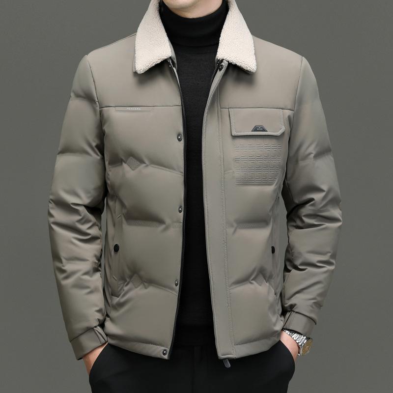 Мужская куртка-пуховик из утолщенного бархата с отворотом 90, зимняя, мужская, деловая, повседневная, теплая, для среднего возраста, куртка-пуховик