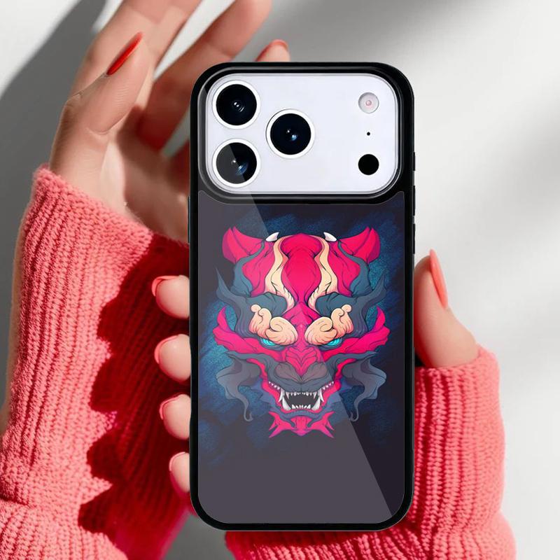 Oni Hannya Demon Mask Phone Case for iPhone 17 Air 16e 15 14 13 Pro Max Back Cover for 12 11 Pro Coque