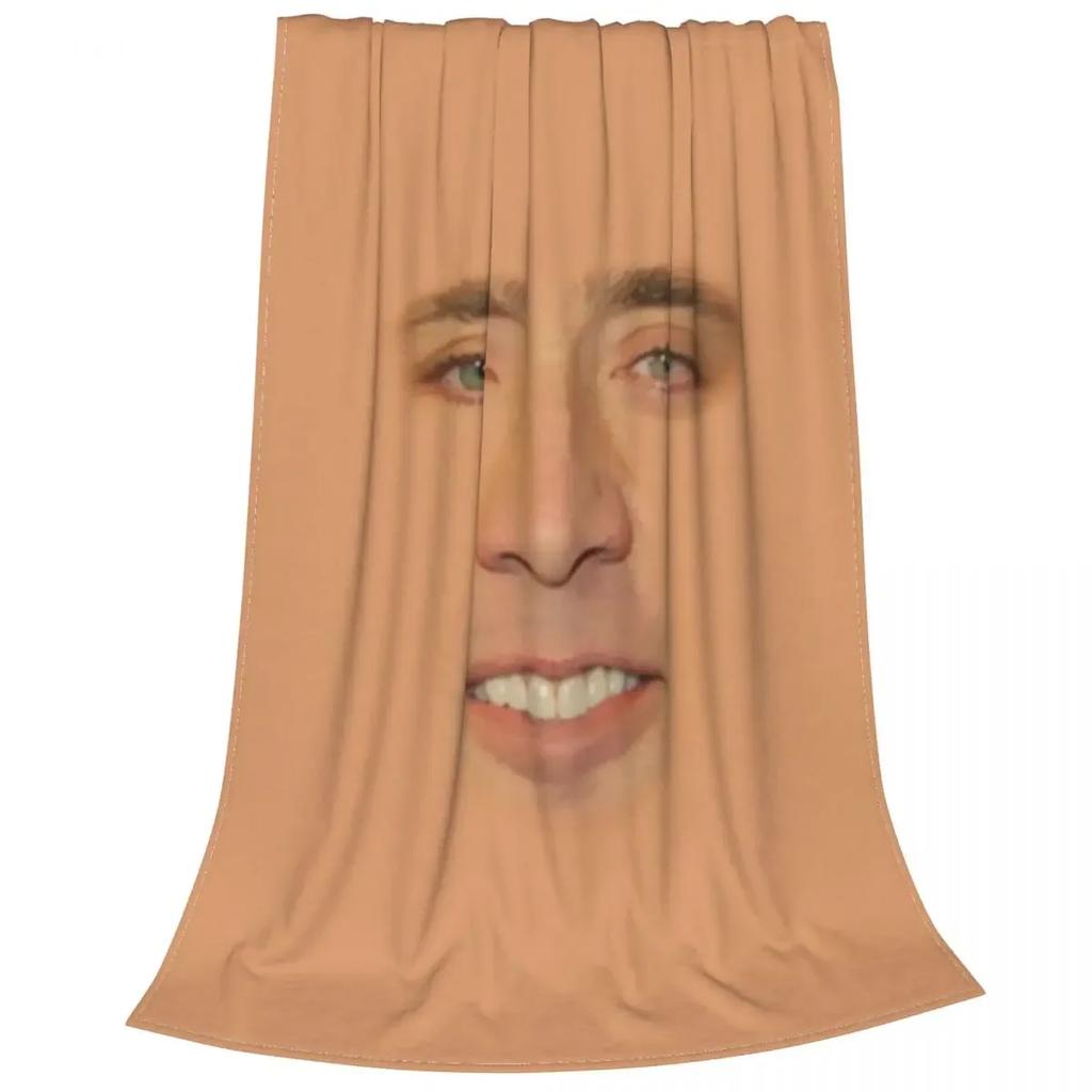 Nicolas Cage Full Face Wool Blanket Novelty Throw Blanket for Home Rug Piece