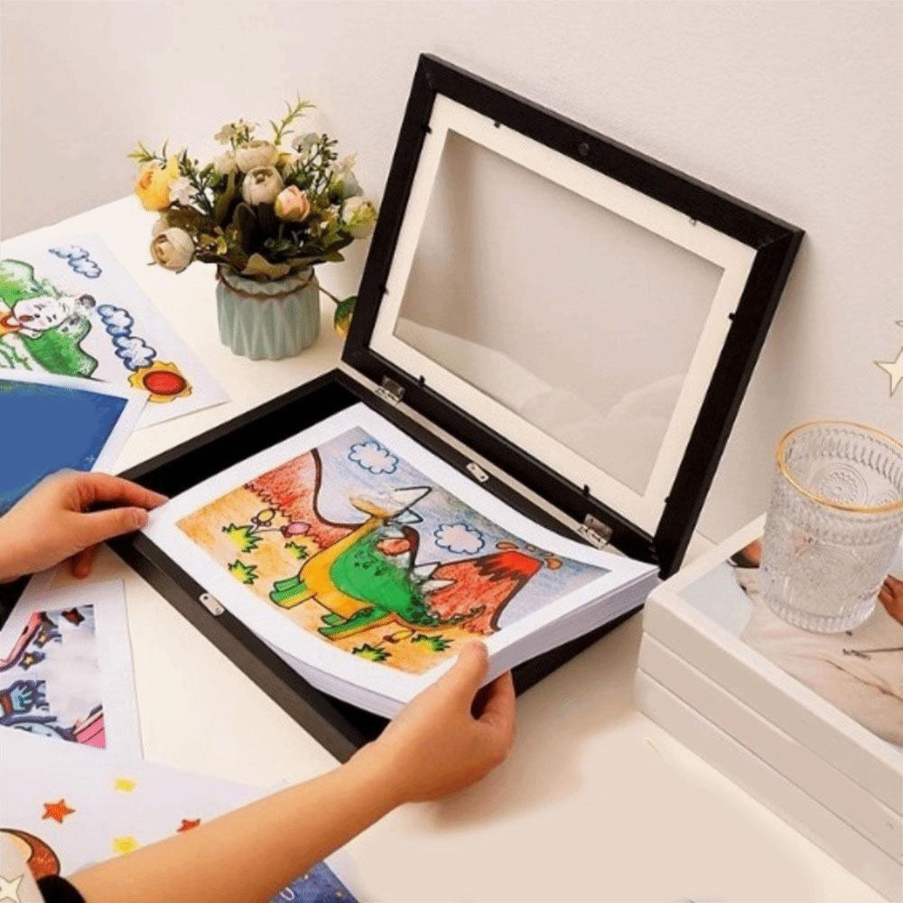 Front Opening Magnetic Flip Photo Frame Elastic Straps Work Display Frame Children's Artwork