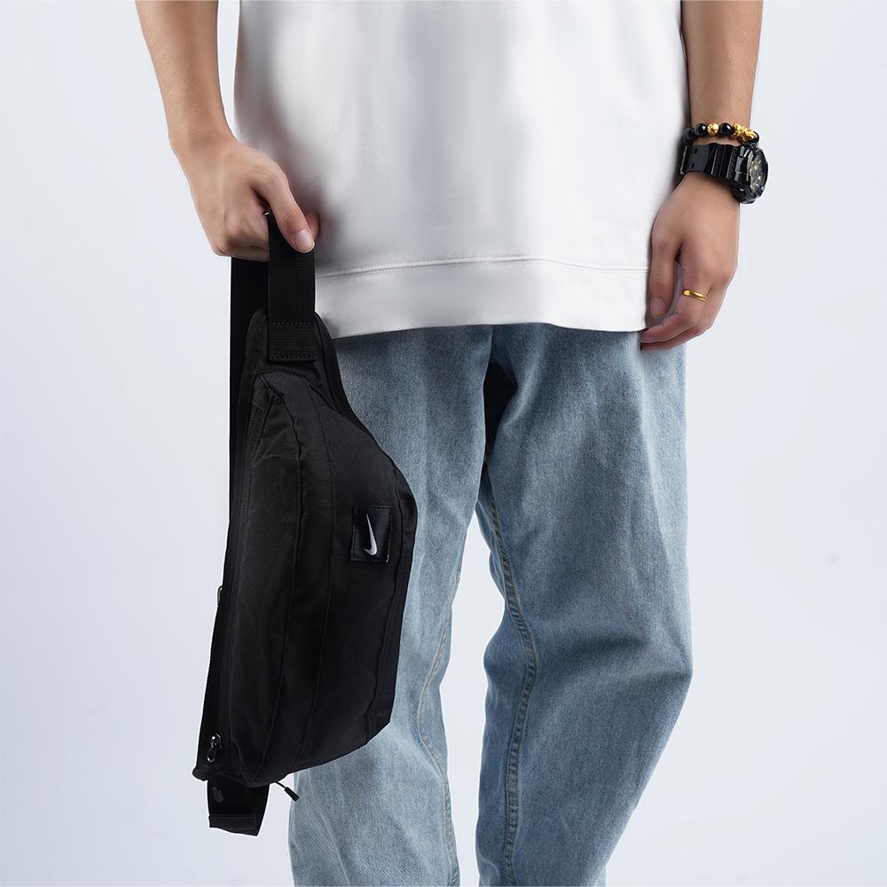 Nike Полиэстеровая сумка кроссбоди на одно плечо, сумка-слинг, поясная сумка обычная унисекс чисто черная повседневная BZ9814-067