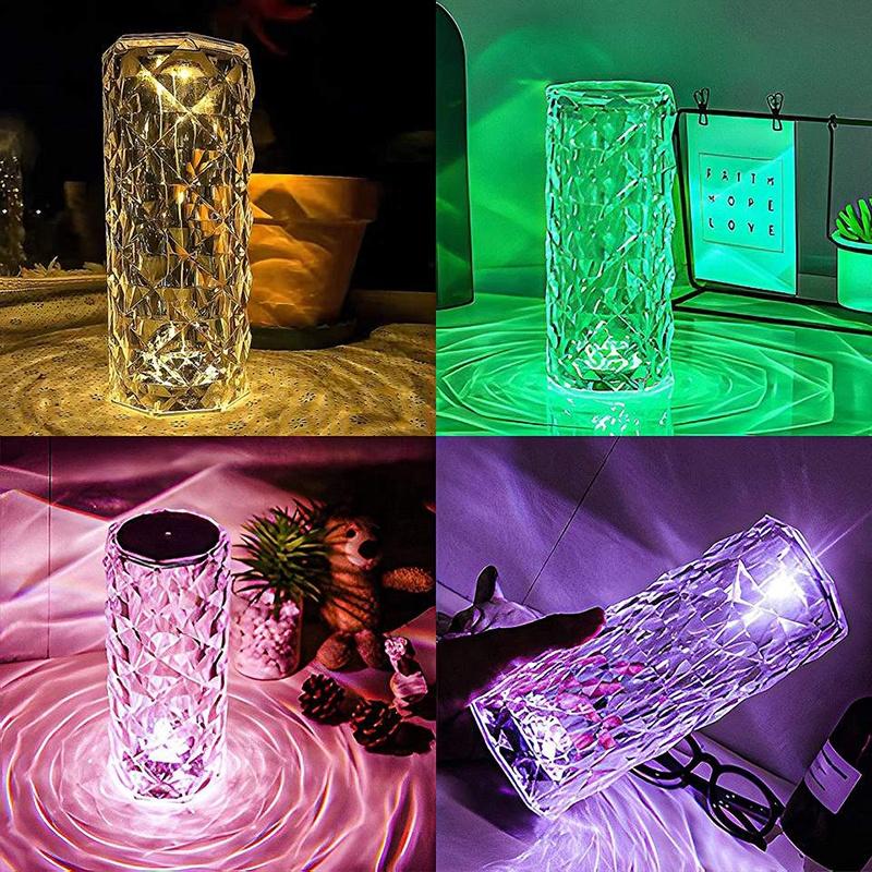 Factory Fast Delivery Free Sample Led Rose Crystal Table Lamp 3 Colors Rgb 16 Colors With Remote Control Touch