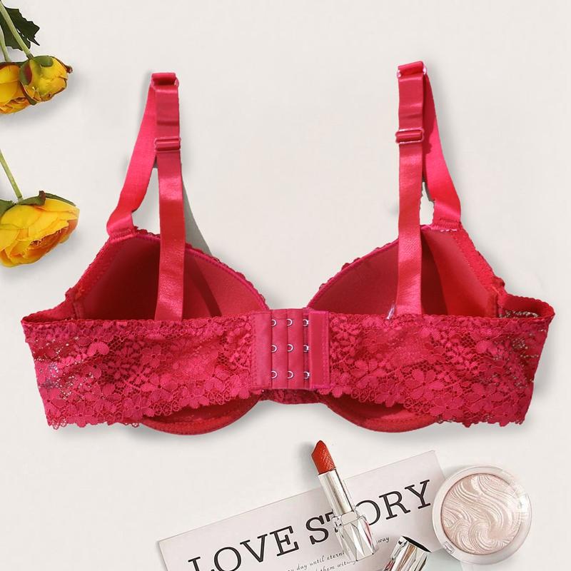 2Pcs Woman Lace Bra Red and Blue Bling Bling Rhinestone Straps Small Size Molded Cup Bras 34B 36B 38B 40B Underwear