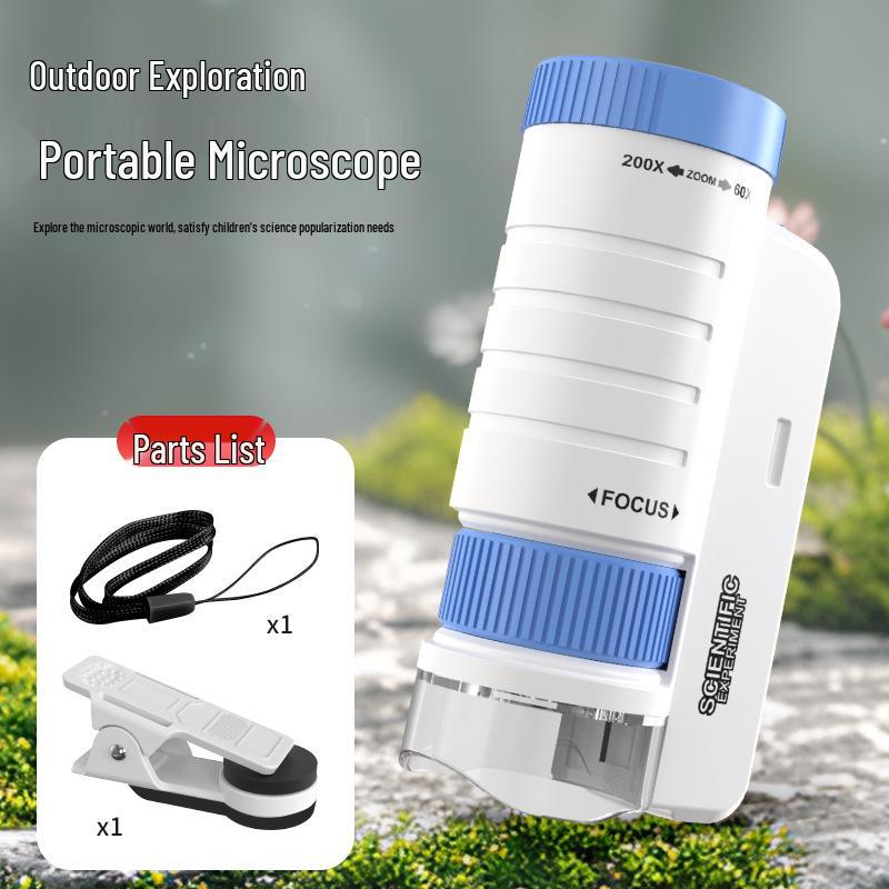 Портативный детский микроскоп, научный набор: Развивающая игрушка для учеников начальной школы, идеальный подарок для мальчиков и девочек