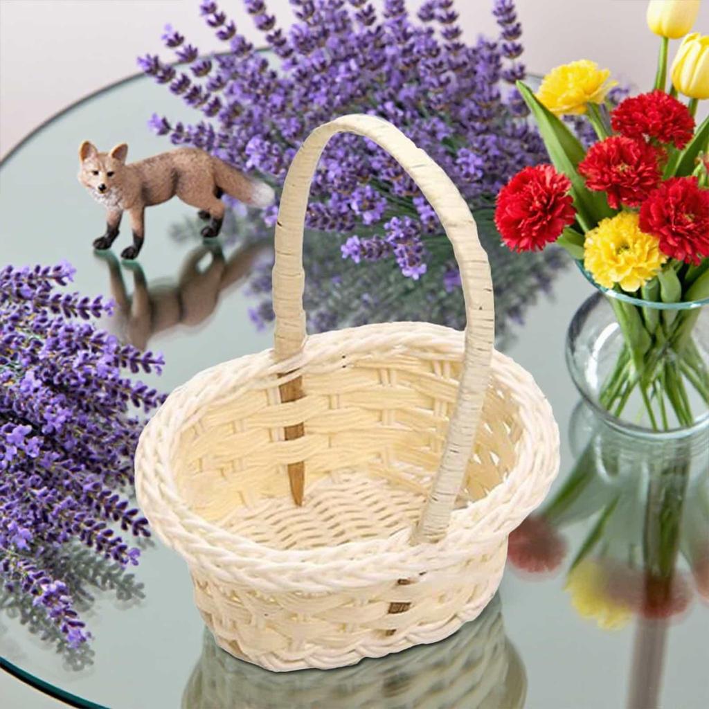 Small Imitation Rattan Woven Basket Mini Flower Basket for Wedding Aesthetic Photography Props Decorative Container for Bedroom
