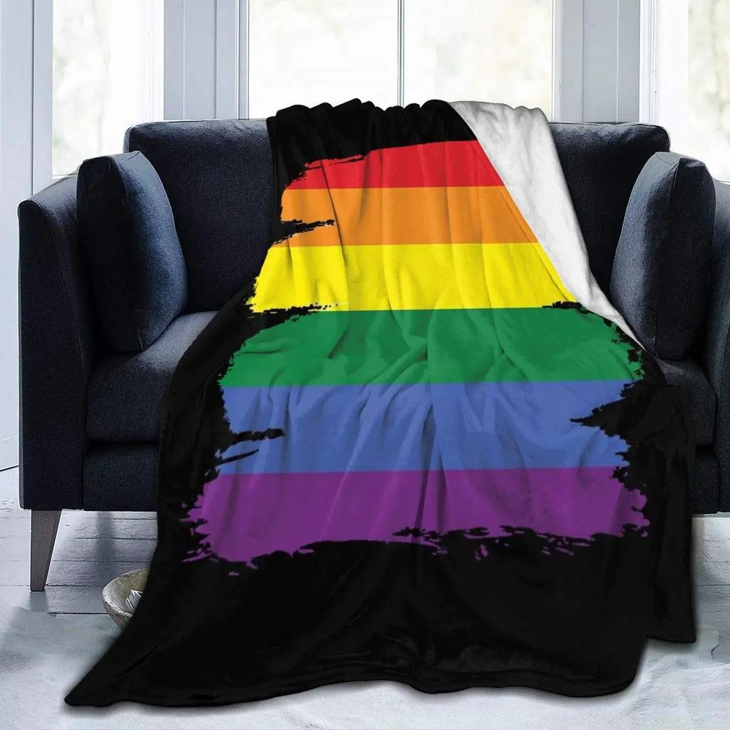 Throw Blankets LGBT Gay Pride Lesbian Rainbow Flannel Blanket for Couch Sofa Blankets Large Bedding Gifts for Christmas New Year