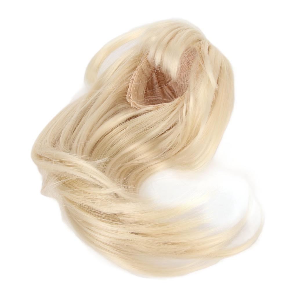 1 6 Ball Jointed Doll Wig for 15.5 To 17cm Doll Milk Gold Long Hair with Bangs DIY Doll Wig