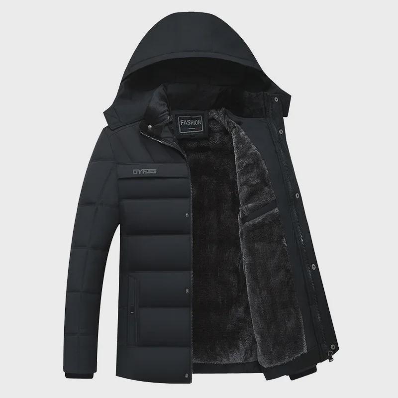 2021 Velvet-Lined Cotton Winter Coat: Men's Mid-Aged & Elderly