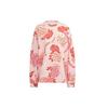 Floral Print Logo Patch Crew Neck Pullover Sweatshirt Women Tops Pink HR8080