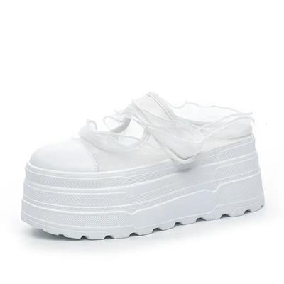 Мода 8 см Воздушная сетка Женские Новые Летние Весенние Слайды Сандалии Платформа Танкетка Микрофибра Мюли Обувь Массивная Платформа Танкетка Шлепанцы