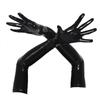 1Pair Wet Look Arm Length Leather Mittens Gloves Cosplay Women Opera Evening Dress