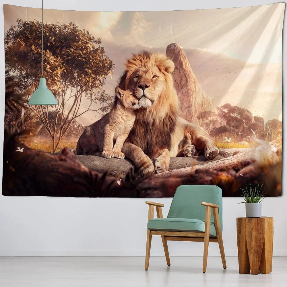 Cheetah Elephant Wildlife Tapestry Office Living Room Tapestry Home Wall Decoration Tapestry