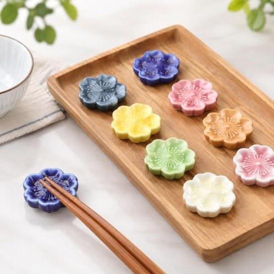 Japanese-style cherry blossom chopstick rests ceramic cutlery rest set 6 diameter 4.5 cm recessed design spoon tabletop accessories dining table items