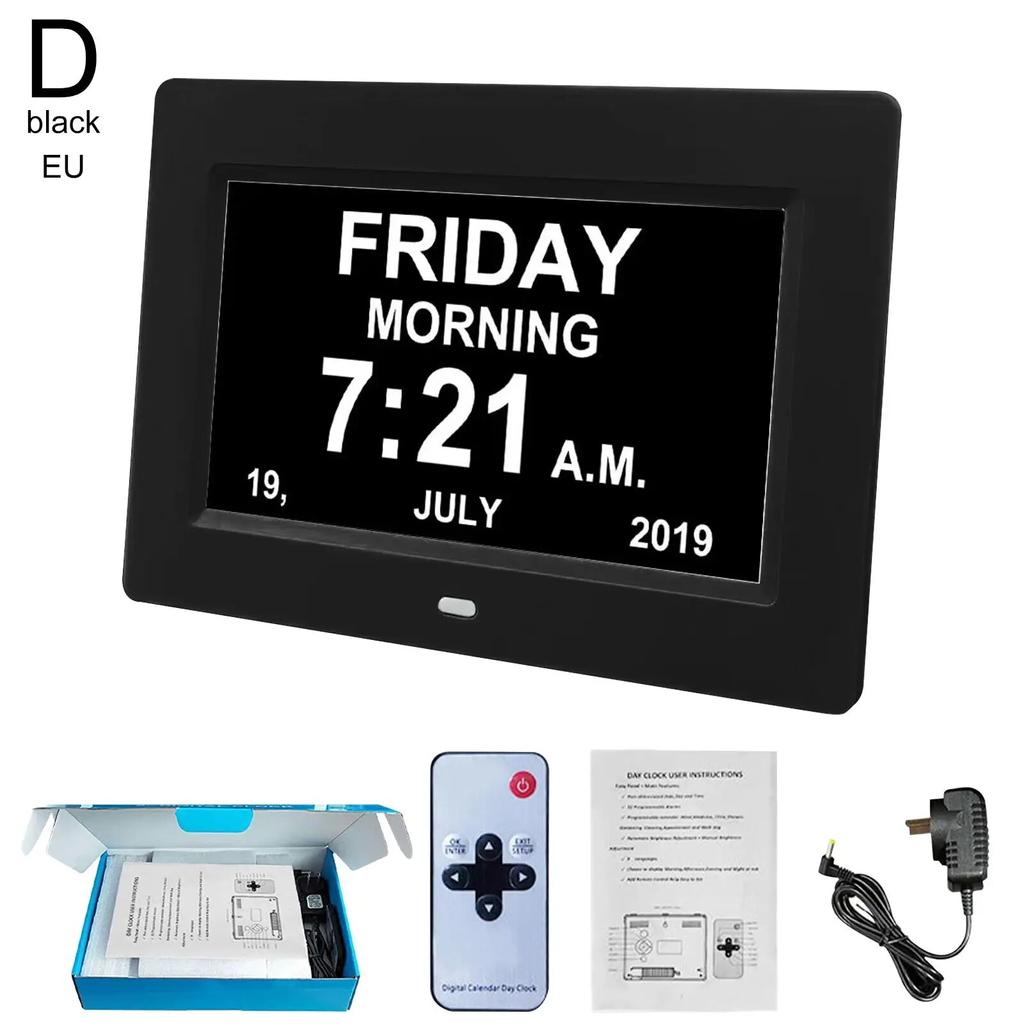 7-дюймовый большой экран, цифровой календарь, часы на день, 8 языков, время, дата, месяц, год, часы для слабоумия для пожилых людей, старый Peo I5J8