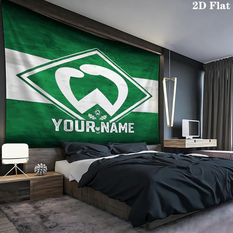 Green Diamond Logo Custom Name Wall Tapestry Aesthetic Wall Hanging Printed Fabric Blanket Decorative Tapestries For Bedroom Living Room Home Decor