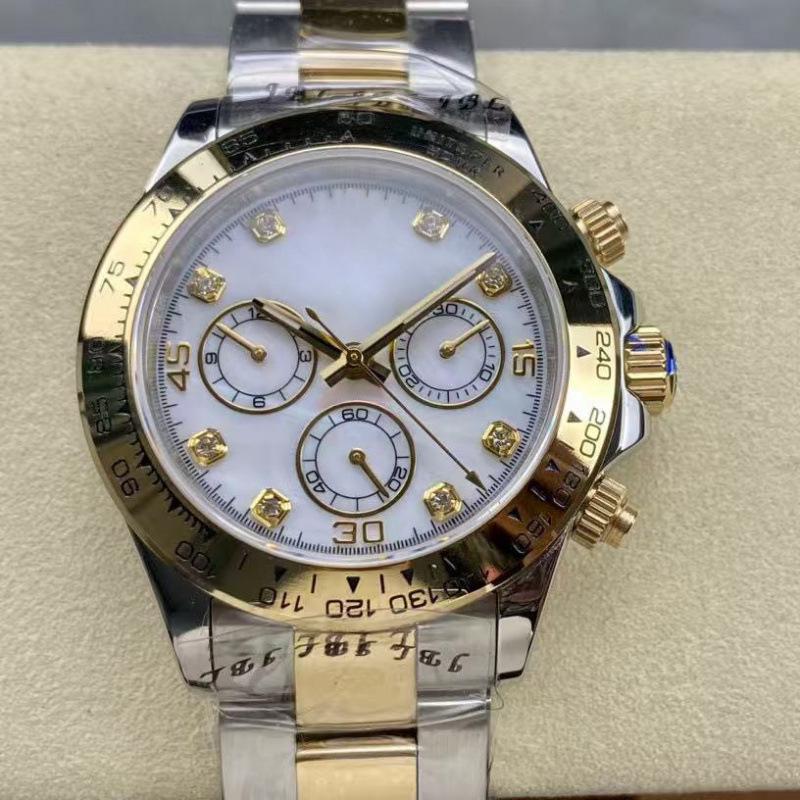 Мужские автоматические механические часы Rolex Daytona 40 мм, многофункциональные, с инкрустацией бриллиантами.