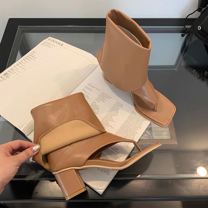 Женские босоножки на щиколотке, туфли на высоком каблуке с зажимом для пальца, дизайнерские летние туфли-лодочки для платья, 2025, новые массивные крутые ботинки De Mujer Zapatos