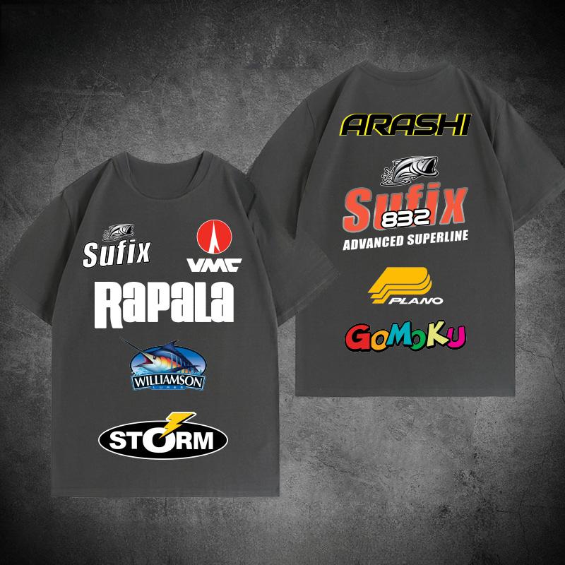 Роскошная футболка коллаборации Sufix, суббренда Rapala, большого размера, с коротким рукавом, из чистого хлопка, модная, повседневная, оверсайз