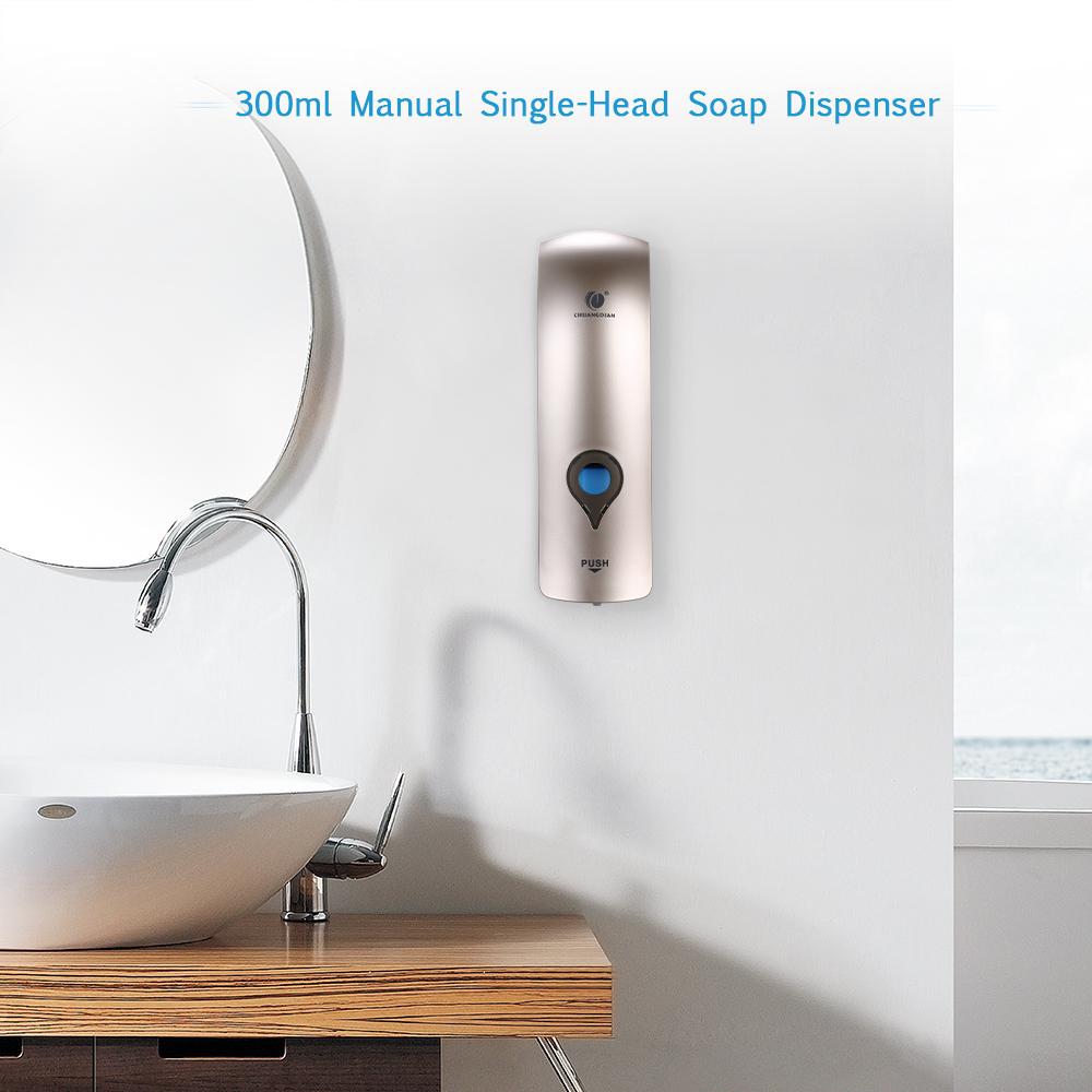 CHUANGDIAN 300ml Wall Mounted Single-Head Manual Soap Dispenser Shower Gel Liquid Shampoo Sanitizer