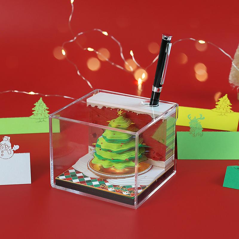 Календарь-часы 2026 Настольный календарь со светодиодной подсветкой 3D Отрывной календарь Бумажная резьба Искусство Блокнот для заметок Подарок Рождество