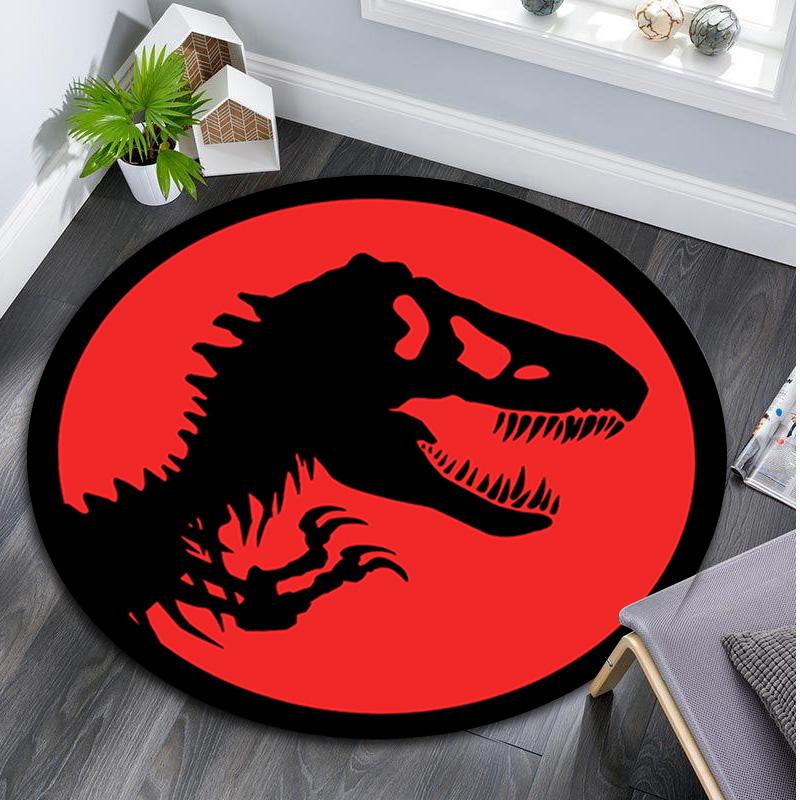 1Pc Jurassic Circular Rug - Office Decorative Carpet For Living Room Bedroom Door Mat Floor Rug Computer Chair Area Rug