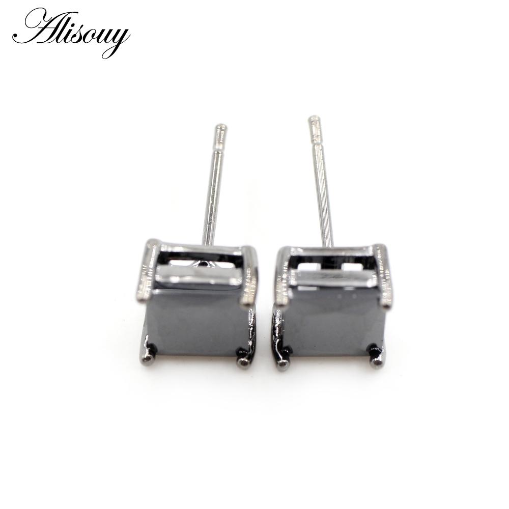 Alisouy 2 шт. квадратный кубический цирконий CZ кристалл из нержавеющей стали для женщин и девочек серьги-гвоздики в форме спирали пирсинг модные ювелирные изделия
