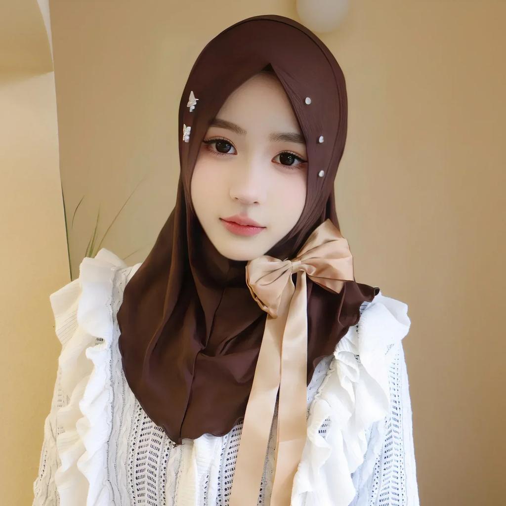 Рамадан мгновенный хиджаб женский мусульманский шарф цепочка платок обертывания эластичный головной убор шея шали Амира исламская молитва хиджабы тюрбан