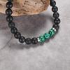 MATT STONE BRACELET  8mm Matt Onyx Stone Bead Bracelet with Reptile Design Lobster Lock, Green Malachit Stones