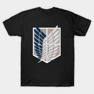 Мужчины Черная футболка с принтом Super Large TShirt атака на Титана щит крыло No-Cut Передача Бумаги Печати Хлопок футболка
