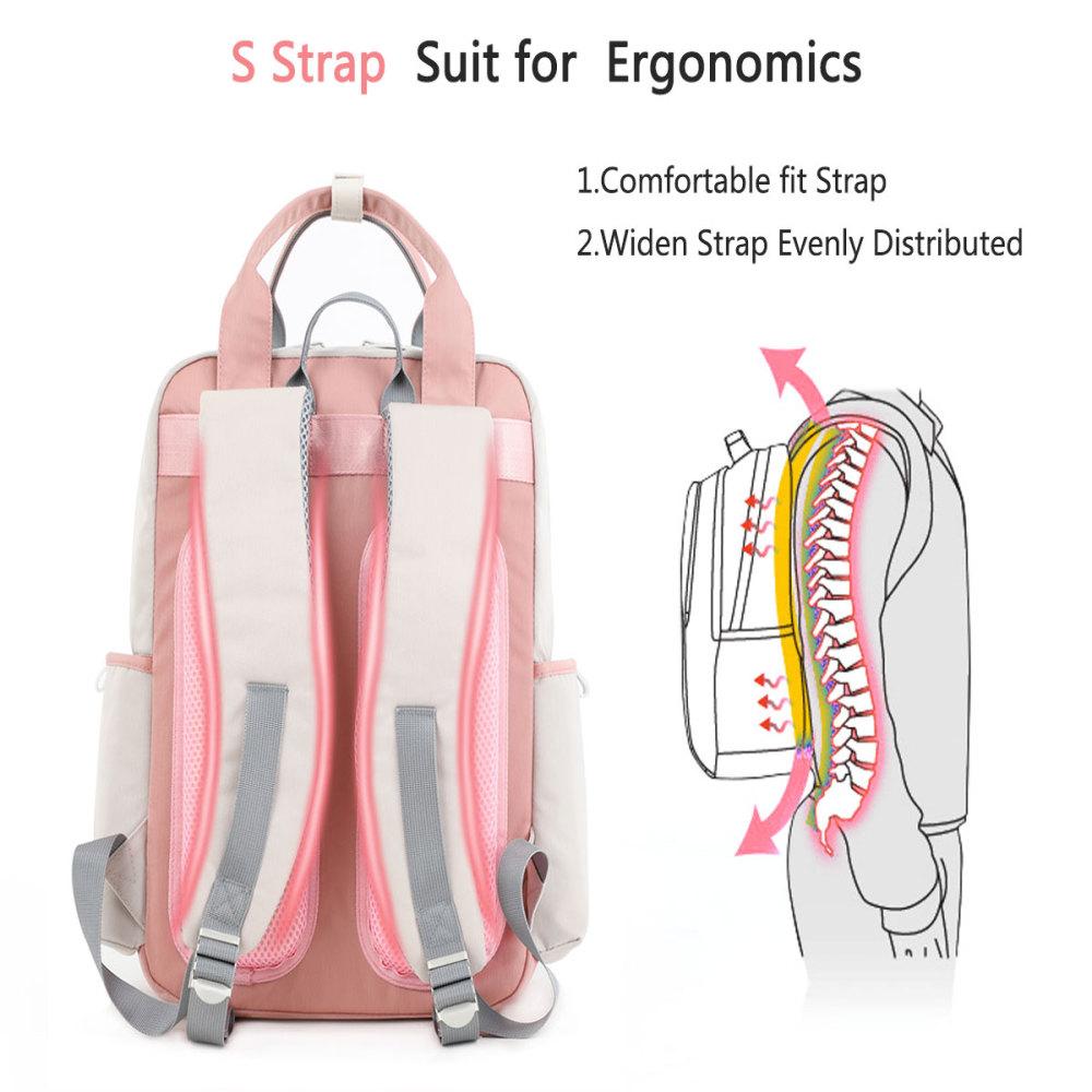 TINYAT Candy Women Canvas Backpack Waterproof Feminina Laptop Backpack 15 Pink Patchwork School Backpacks Bags for Teenage Girls