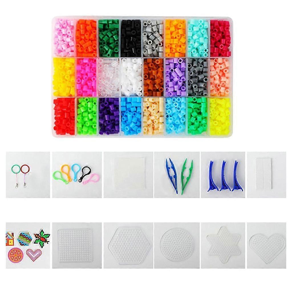 5mm Fuse Beads Kit 24 Colors Ironing Paper Perler Beads for Kids DIY Beading Toy