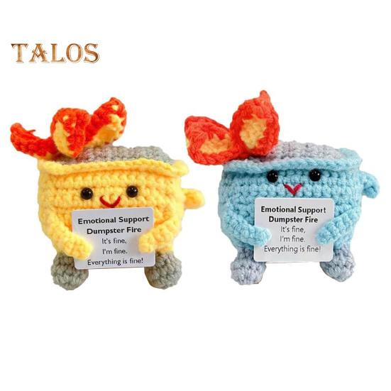 2 шт. Позитивный крючком мусорный контейнер в виде пламени с поощрительной открыткой, эмоциональная поддержка, ручная работа, вязание, мусорный бак, кукла, украшение, орнамент