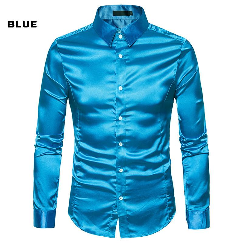 Boombooms Топы Мужская мода Личность Повседневная тонкая рубашка с длинными рукавами Топ Блузка