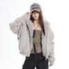 Womens Winter Hooded Cotton Puffer Jacket Short Loose Fit Warm Fleece Lined Streetwear Coat Black Gray