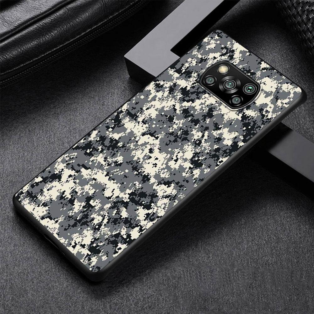 Чехол для Xiaomi Poco X5 X3 NFC X4 Pro 5G F4 GT M5 M5s F3 Pocophone F1 Черный ТПУ Чехол для телефона Mi 13 Камуфляж Камо Военный Армейский