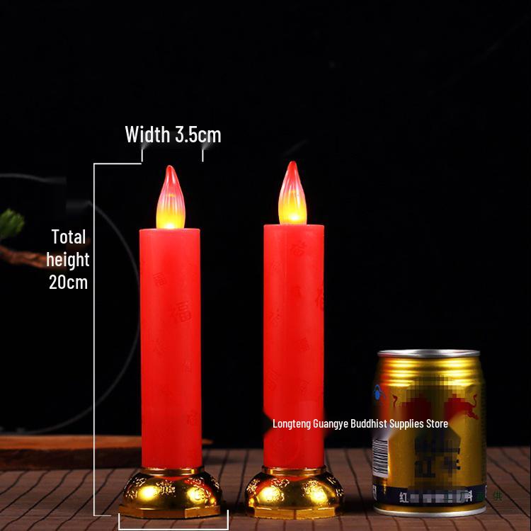 Red LED Battery-Operated Candle for Buddha Offering and God of Wealth Ornament