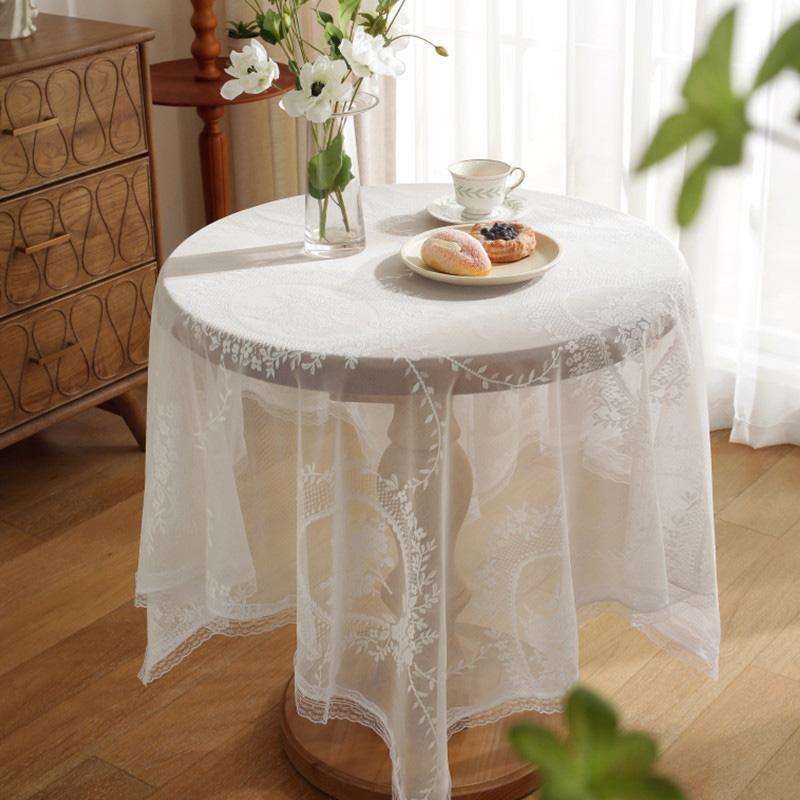 1PC Fashion White Tablecloth Retro Style Lace Embroidery Table Cloth Party Decor Picnic Cloth