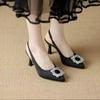 Brand Women Pumps Luxury Crystal Slingback High Heels Summer Bride Shoes Comfortable Triangle Heeled Party Wedding Shoes