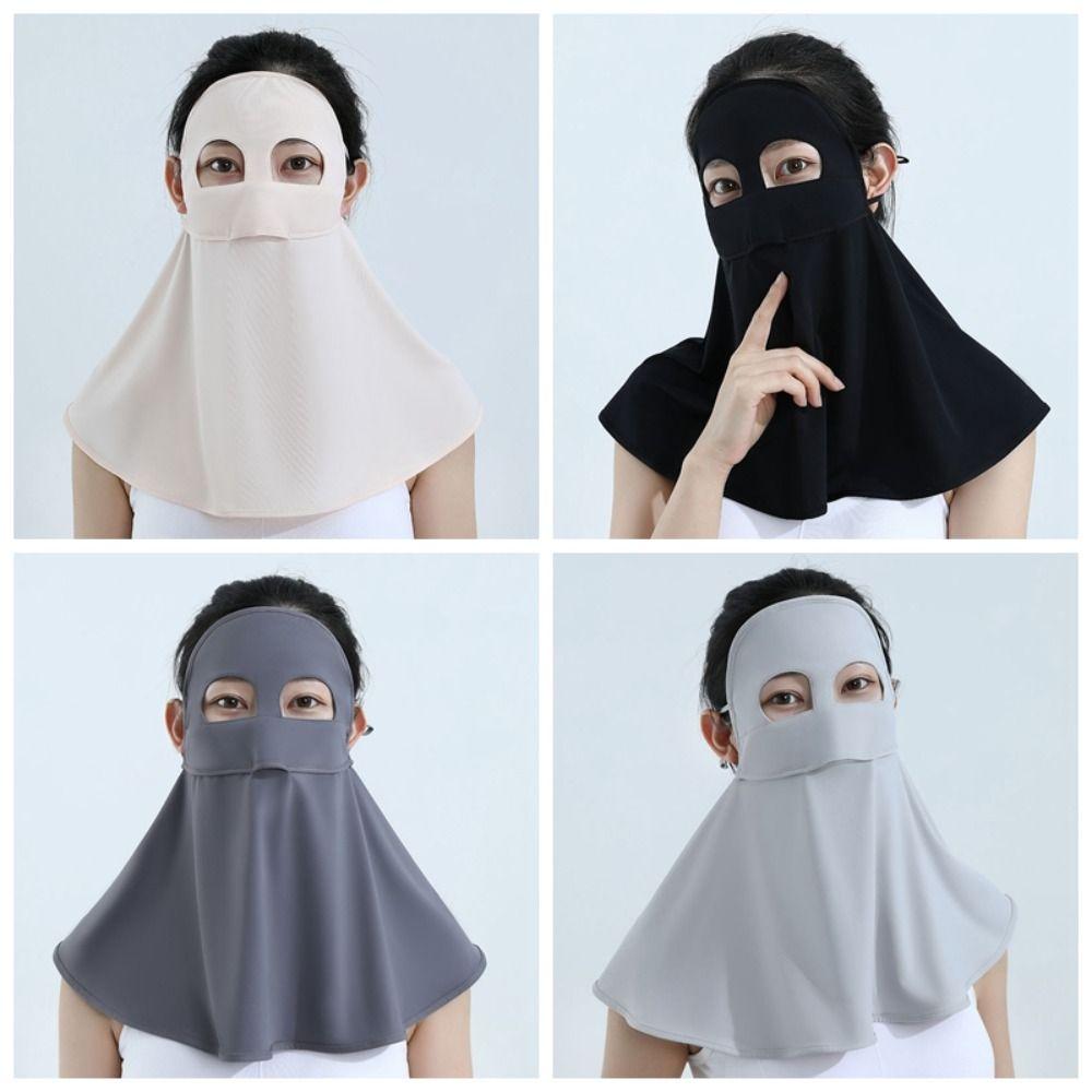 Full Face Sun Protection Mask Ice Silk Sunshade Face Mask Fashion Anti-UV Neck Scarf Outdoor