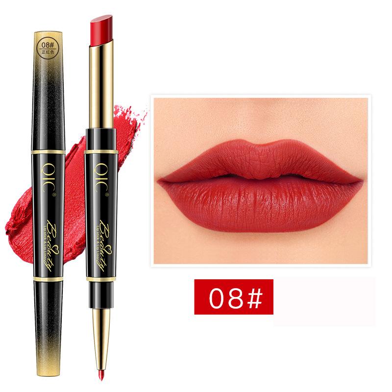 Водостойкая помада для губ, матовая подводка для губ, карандаш 2 в 1, с двойной головкой, долговечная подводка для губ, помада-ручка, помады, косметика для макияжа 1,6 г + 0,2 г