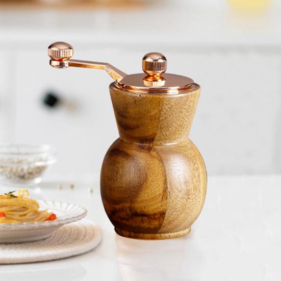 Ручная мельница для перца, современная ручная мельница с корпусом из акации, металлической ручкой, керамическими лезвиями, ретро-мельница для соли для кухни