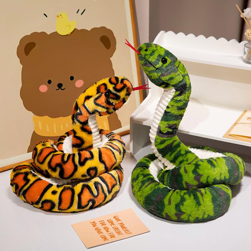 120/180cm Simulated Snake Plush Doll Soft Streak Simulation Toys Cartoon Animals Pillow Birthday Xmas Gifts for Boys and Girls