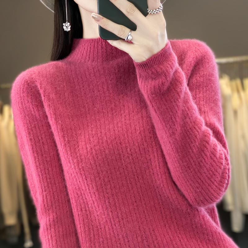 Женский свитер с полуводолазкой, кашемир Цинхэ, 30% кашемир, 70% шерсть, зимний вязаный пуловер, осенний свитер, кашемировый свитер