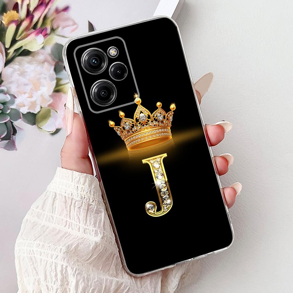 Для Xiaomi Poco X5 Pro PocoX5 Модный чехол для телефона с буквой и короной Для Poco X 5 X5Pro 5G Мягкие силиконовые TPU чехлы