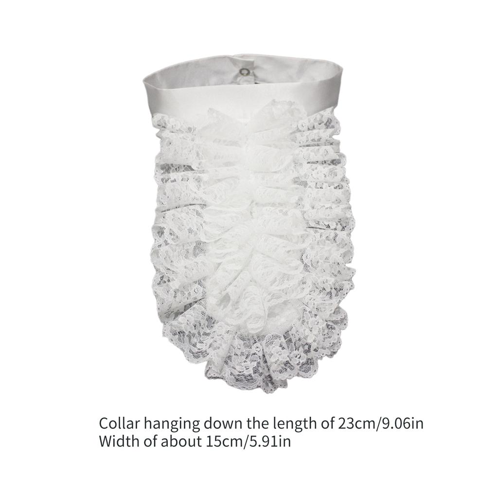 Victorians Colonial Ruffle Lace Jabot False Collar Necktie Steampunk Medieval Costume Shirt Front Detachable Neck Collar